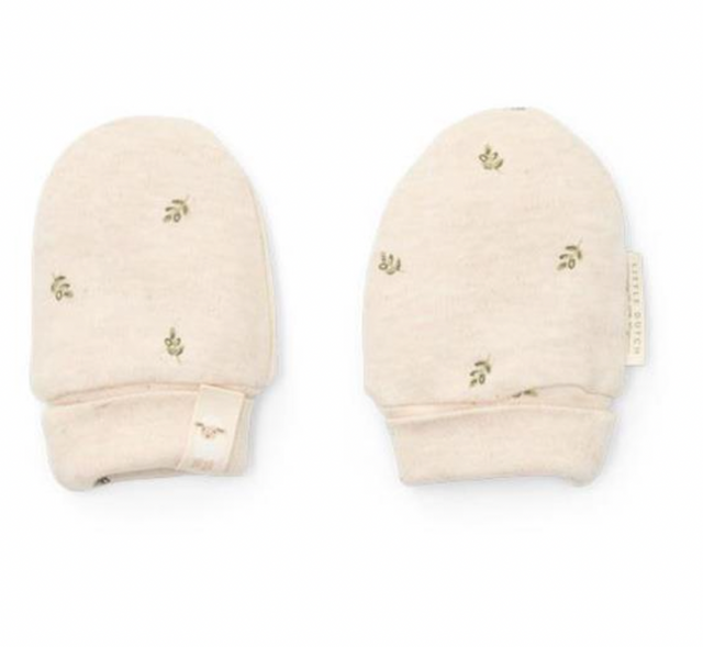 Neutral Green Leaves Mittens