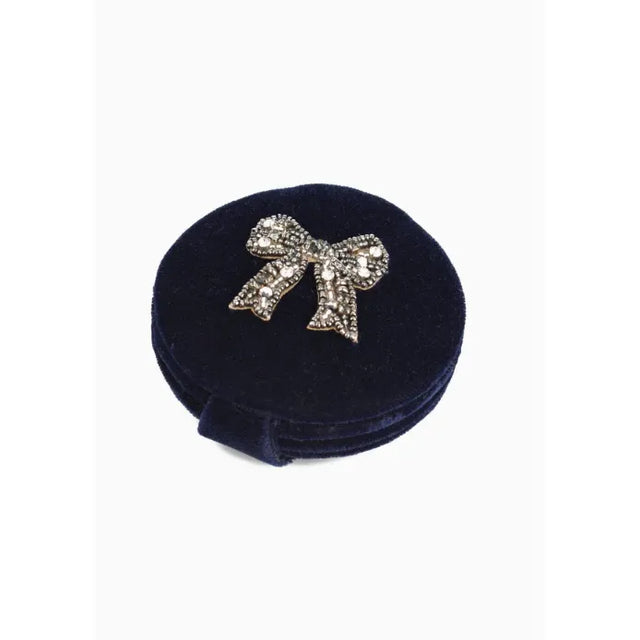 Beaded Silver Bow Compact Mirror