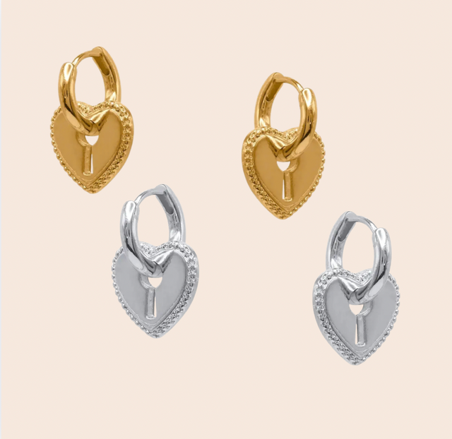 Symbols of Power Heart Lock Earrings