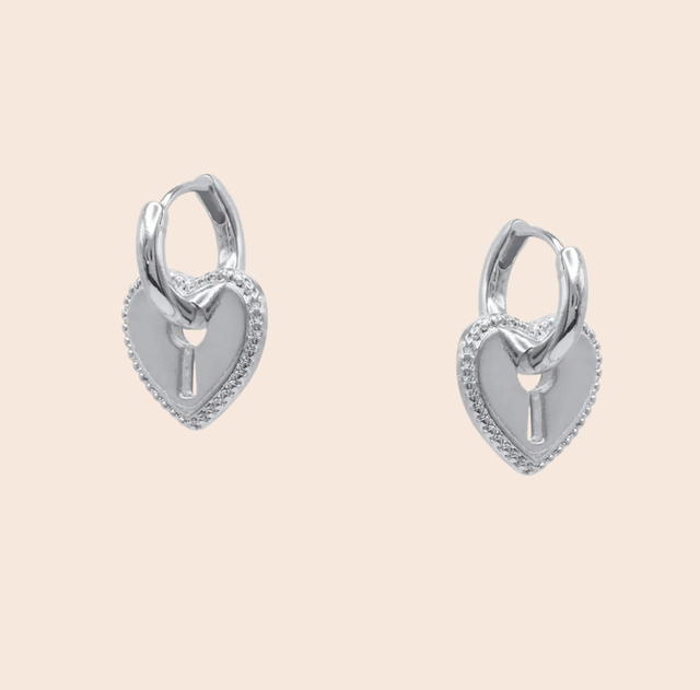 Symbols of Power Heart Lock Earrings