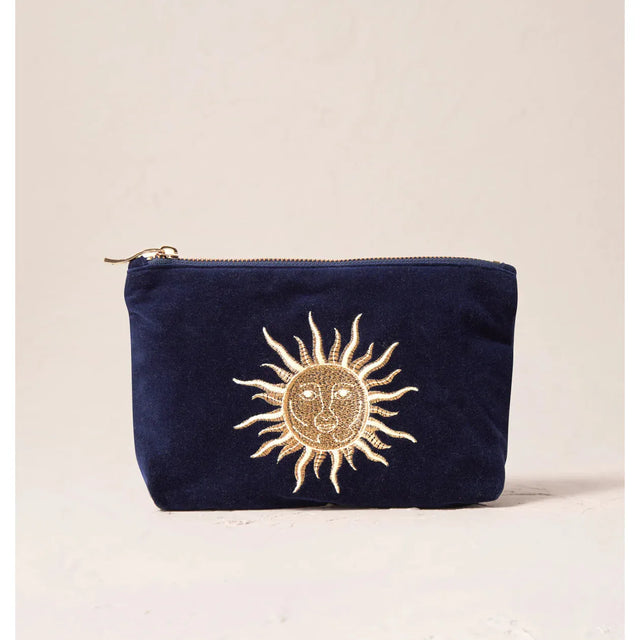 Navy Sun Goddess Velvet Mini Pouch