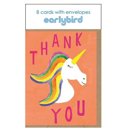 Pack Of Thank You Neon Unicorn Cards