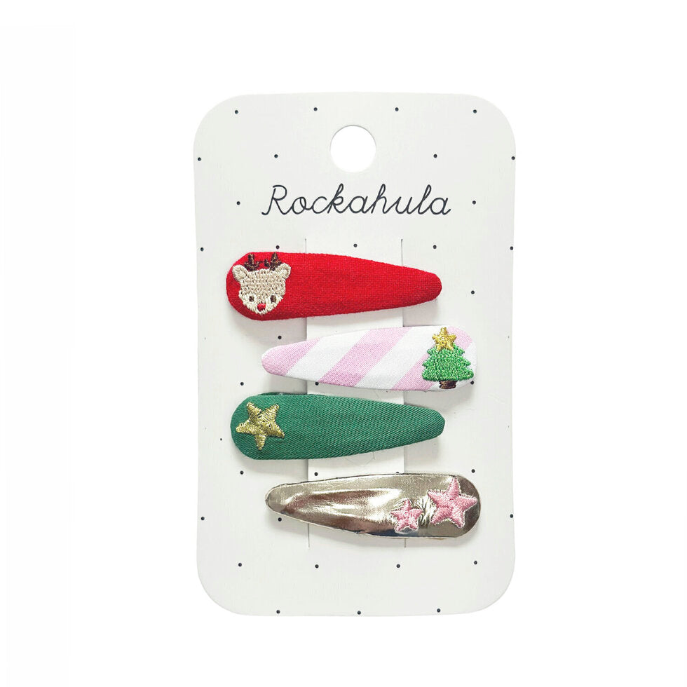 Jolly Christmas Embroidered Hair Clips