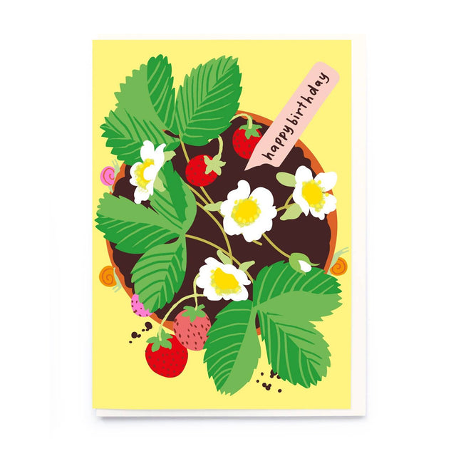 Strawberry Pot Birthday Card