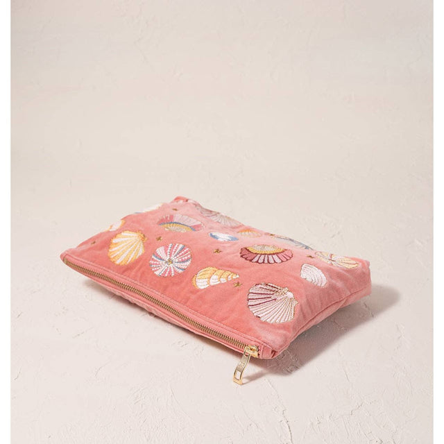Seashell Coral Velvet Everyday Pouch