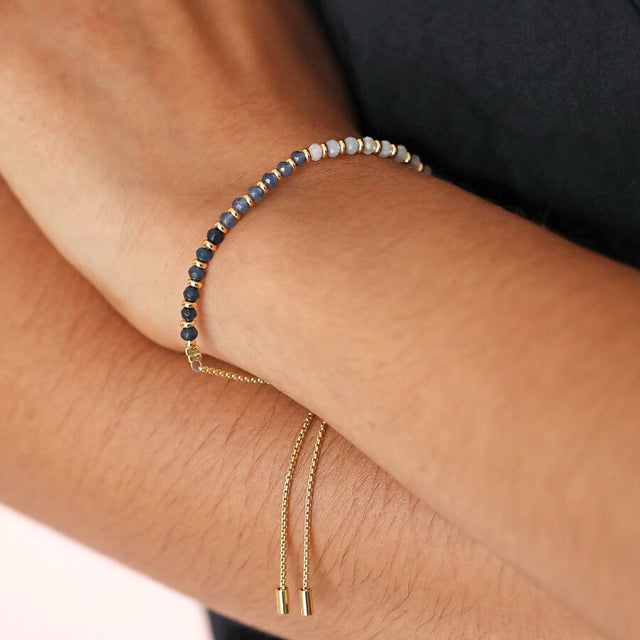 Navy Adjustable Ombre Stone Bracelet