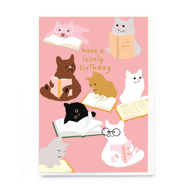 Cats Reading Birthday Card