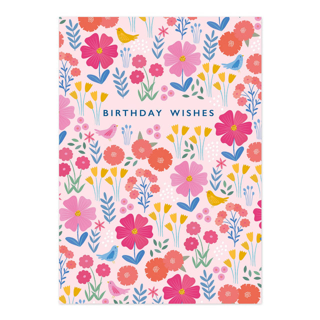 Pretty Pink Floral Birthday Card