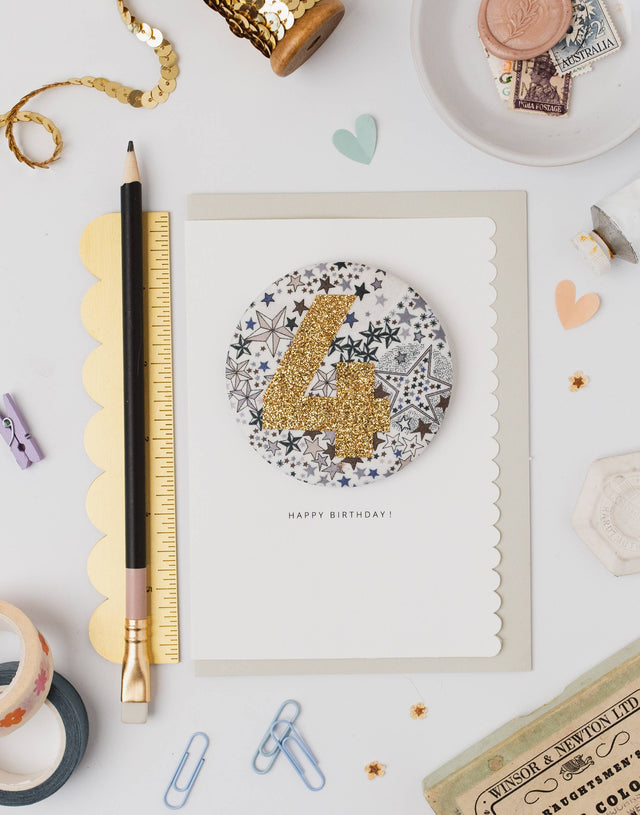 Age 4 Liberty Birthday Badge Adelajda's Wish Card