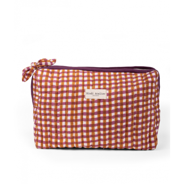 Tara Camel Gingham Toiletry Pouch