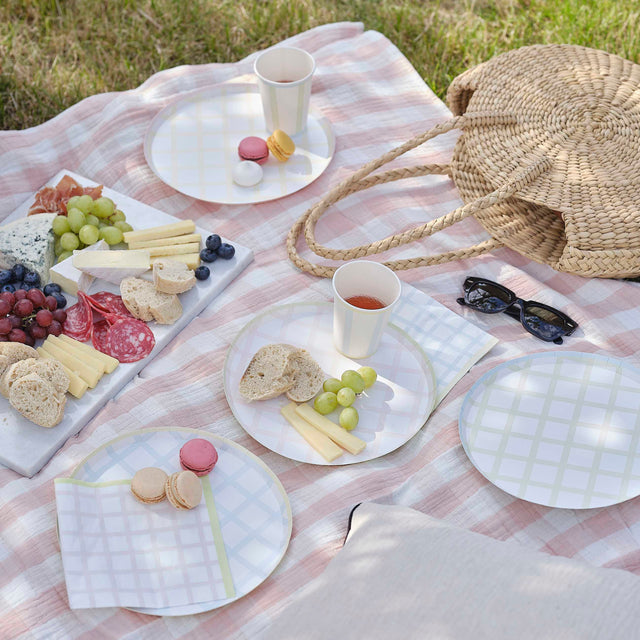 Pastel Gingham Paper Plates
