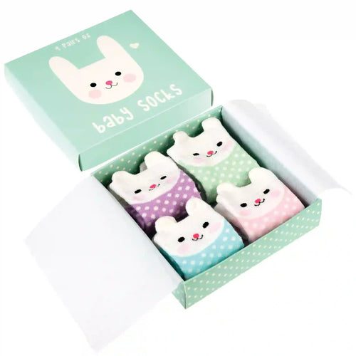 Box Of 4 Bunny Baby Socks