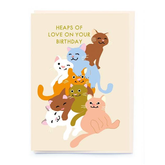 Heaps Of Love Cats Birthday Card