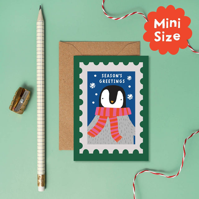Penguin Stamp Mini Christmas Card