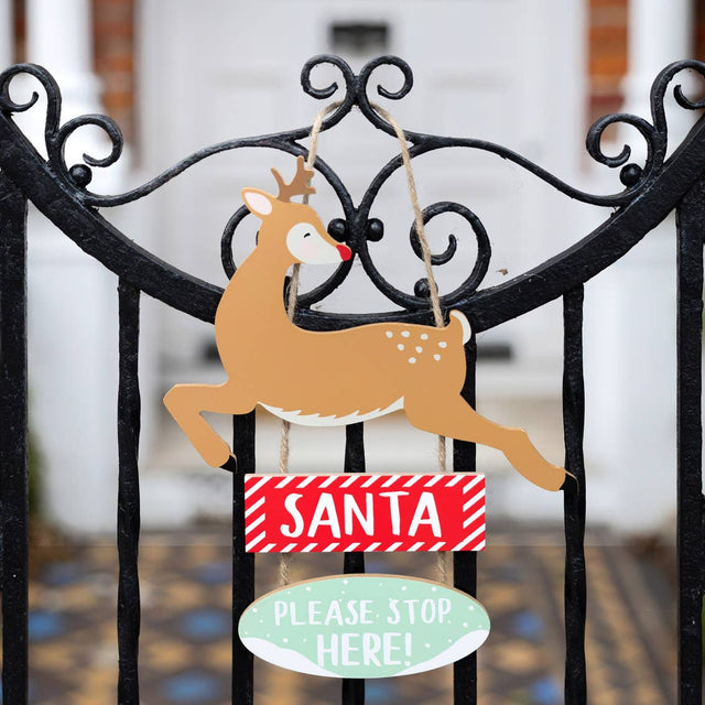 Santa Stop Here Wooden Sign