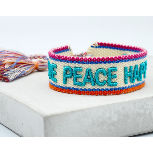 Love, Peace, Happiness Cuff Bracelet