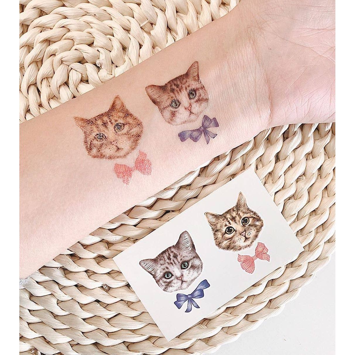 Kittens With Bows Temporary Tattoo Stickers