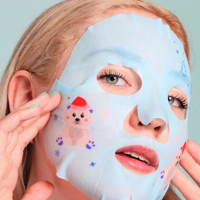 Festive Peppermint Polar Bear Face Mask