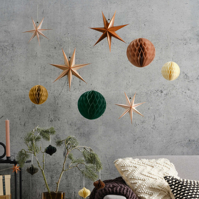 Stars & Honeycomb Hanging Christmas Decorations