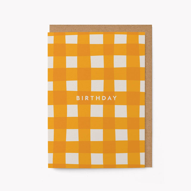 Birthday Yellow Gingham Card