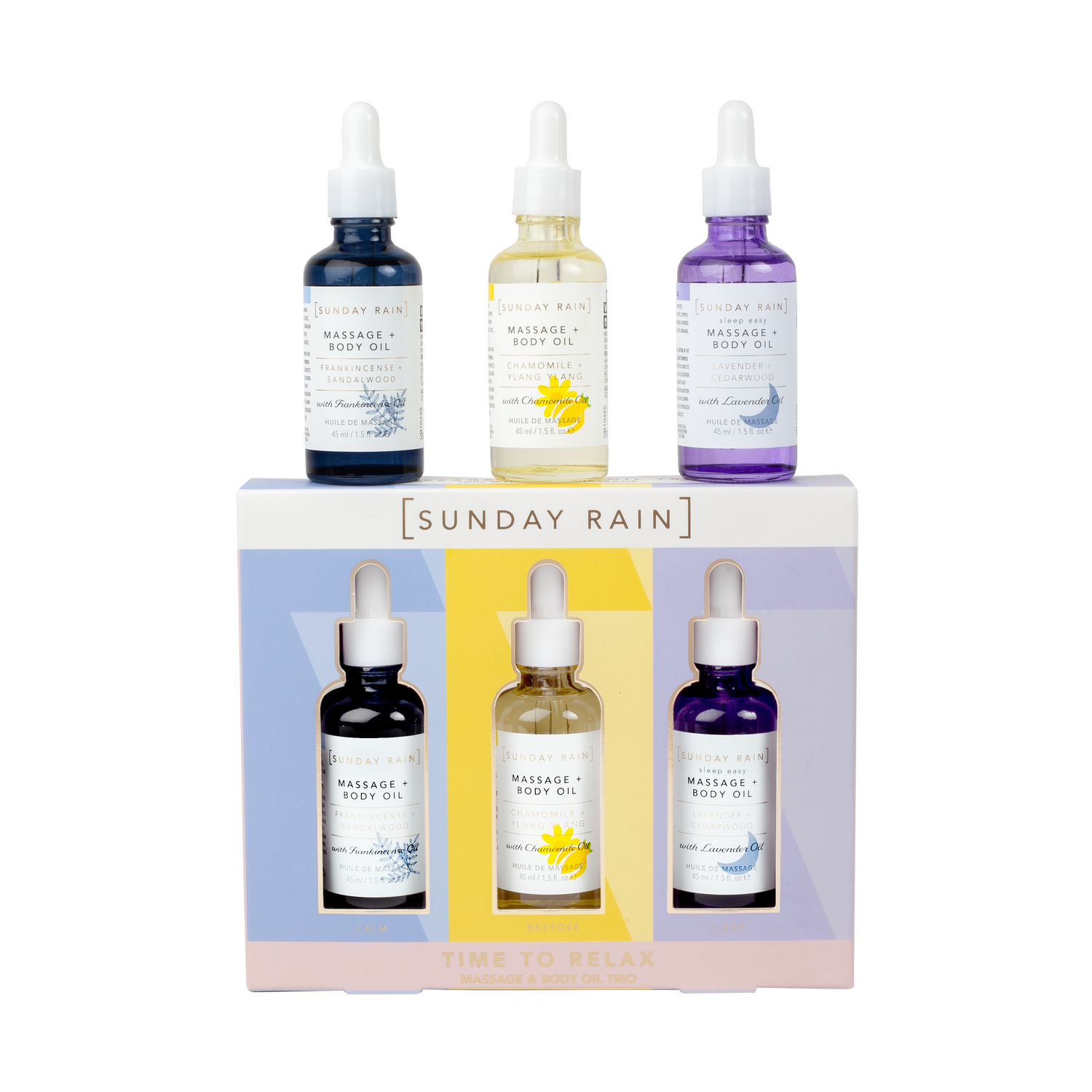Sunday Rain Massage & Body Oil Trio