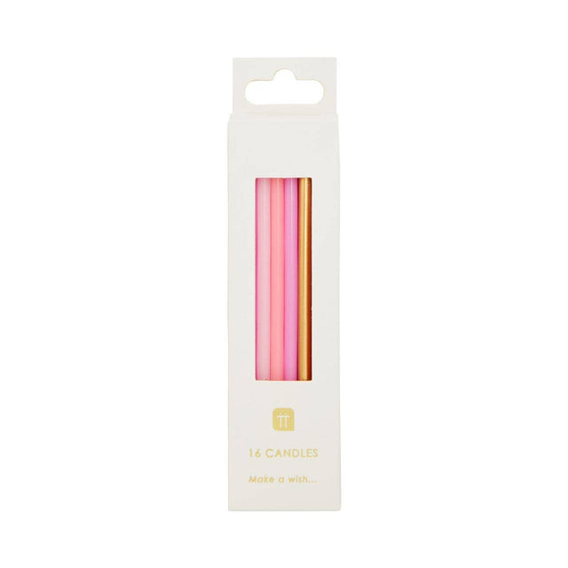 Pink and Gold Long Birthday Candles