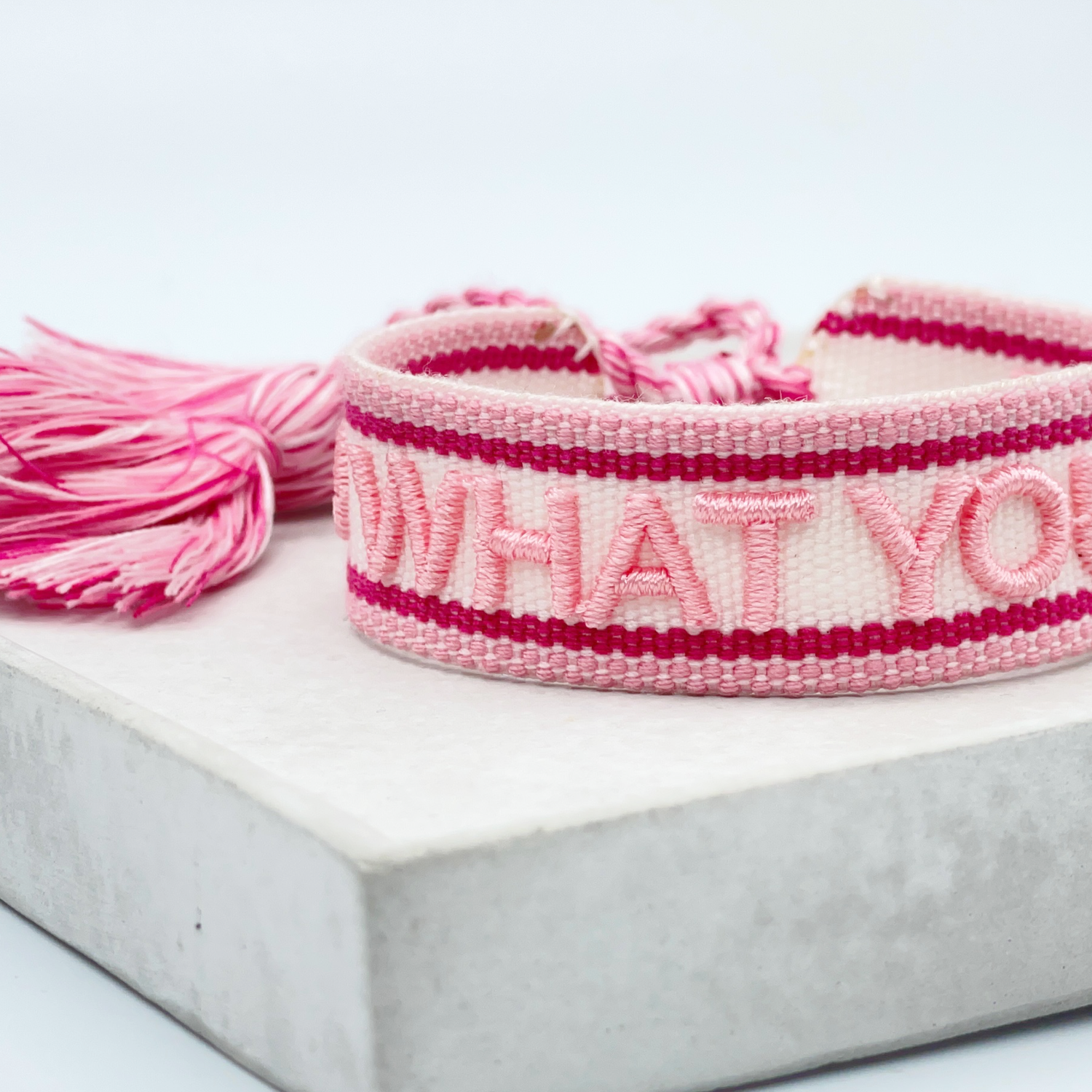Do What You Love Woven Pink Bracelet