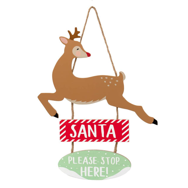 Santa Stop Here Wooden Sign
