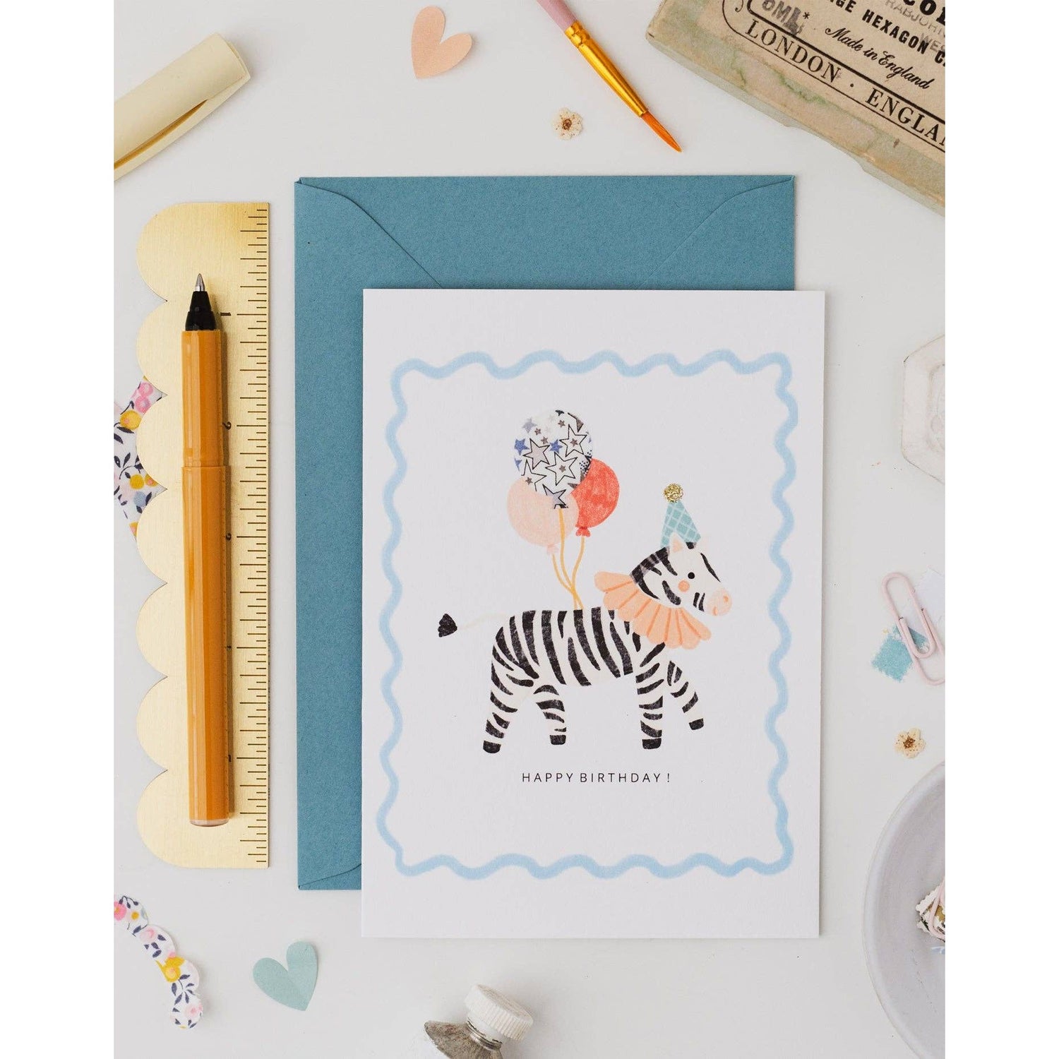 Liberty Blue Zebra Birthday Card