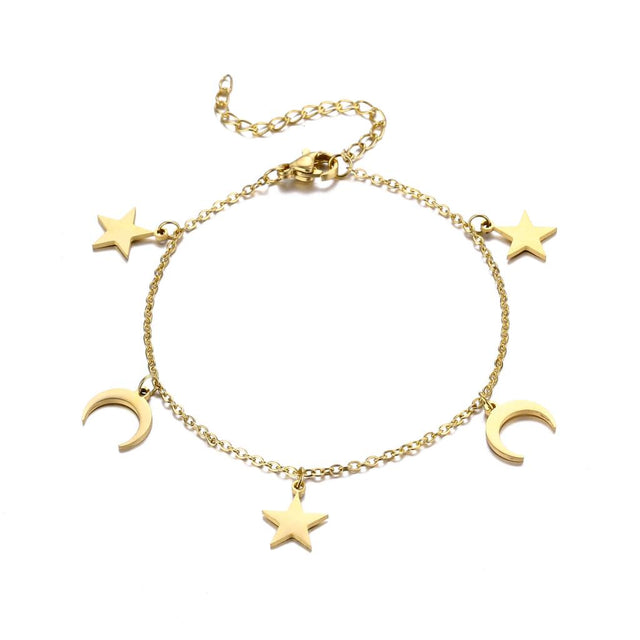 Star & Crescent Moon Gold Bracelet