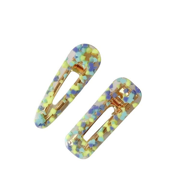 Twin Resin Hair Clips with Green Fleck
