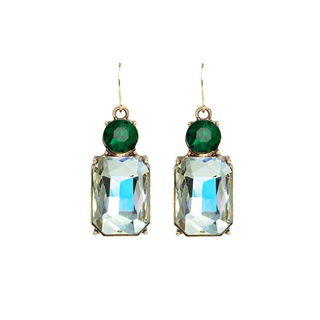Twin Gem Clear Emerald Earrings