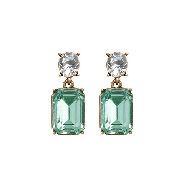 Twin Gem Clear Pale Green Earrings