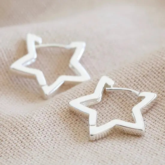Silver Star Hoop Earring