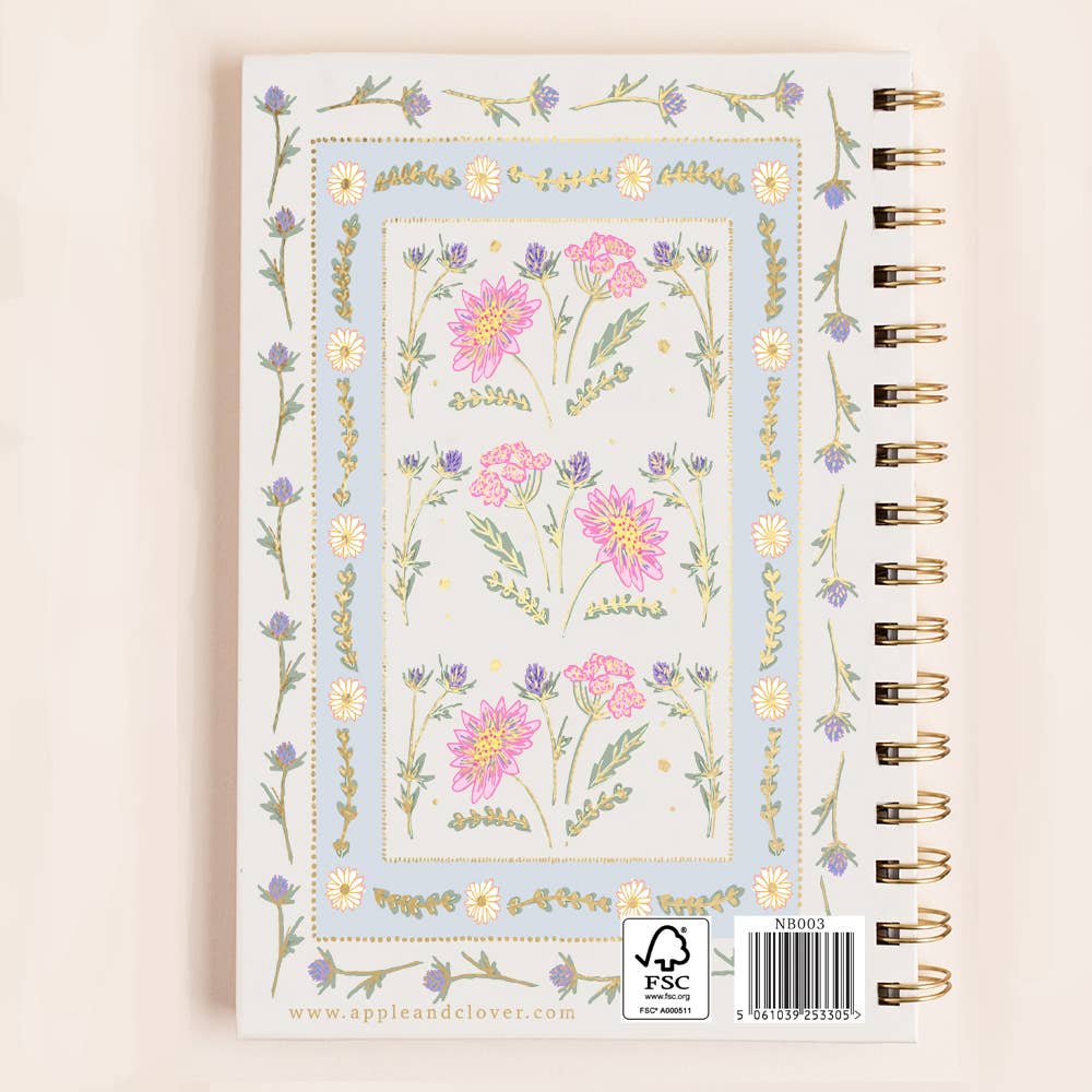 Floral Border Notebook Journal Cream