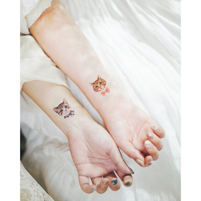 Kittens With Bows Temporary Tattoo Stickers
