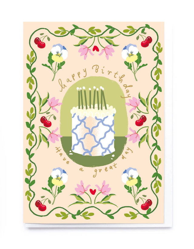 Cake & Cherries Birthday Card