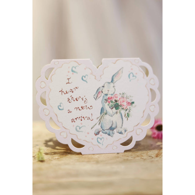 New Arrival Heart Cut Out Card