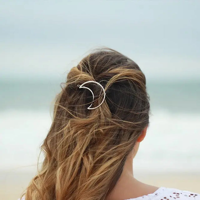 Luna Half Moon Silver Hair Clip