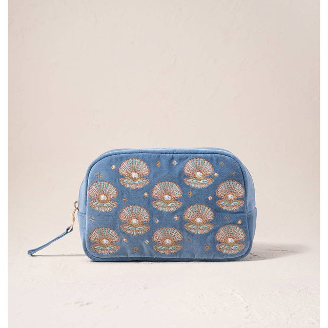 Pearl Shell Velvet Makeup Bag