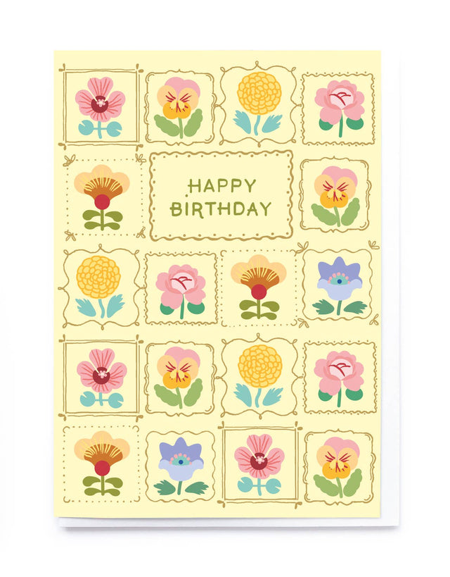 Floral Squares Birthday Card