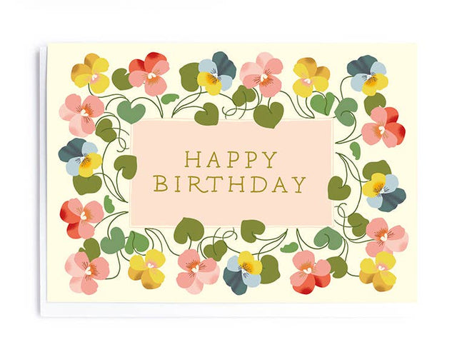 Pansy Border Birthday Card