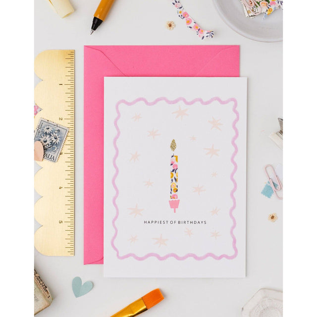 Liberty Pink Candle Birthday Card