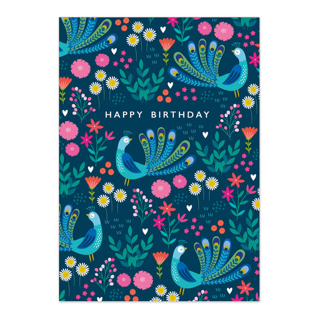 Colourful Peacock Birthday Card