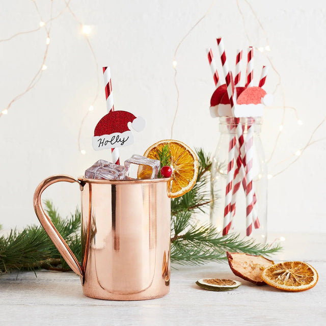 Santa Red Stripe Paper Straws
