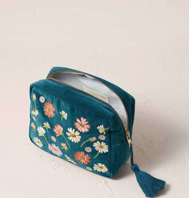 Wildflower Velvet Wash Bag