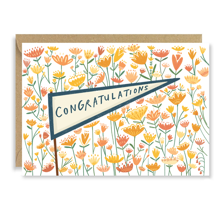 Congratulations Flag Flowers Card