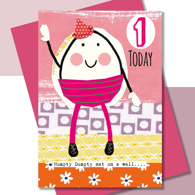 1st Birthday Humpty Dumpty Pink Card