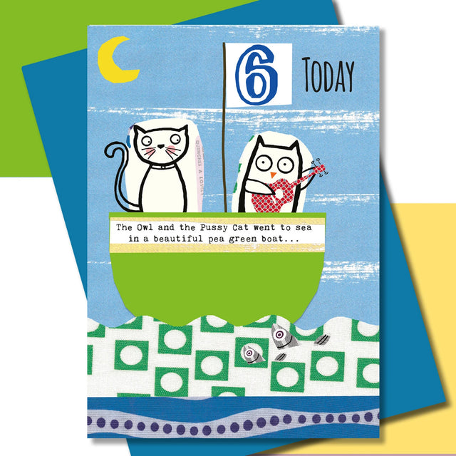 6th Birthday Nursery Rhyme Blue Card