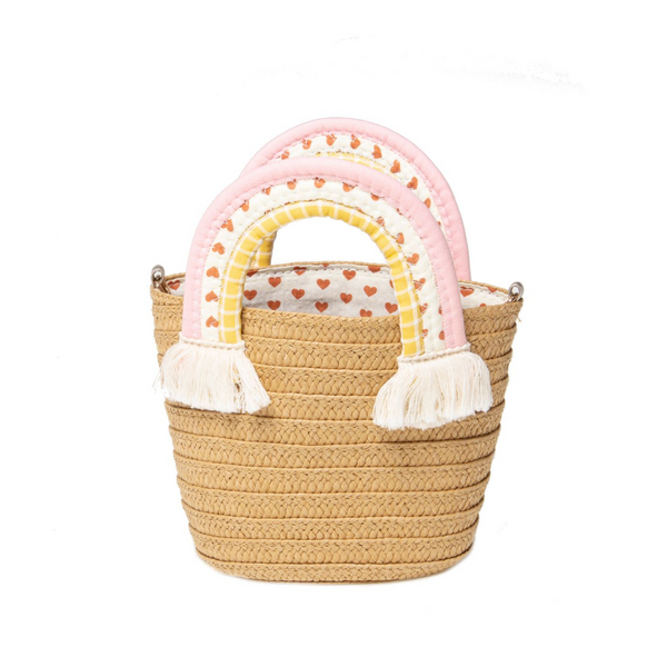 Rainbow Handle Basket Bag